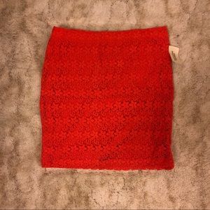 NWT F21 lace pencil skirt Sz L